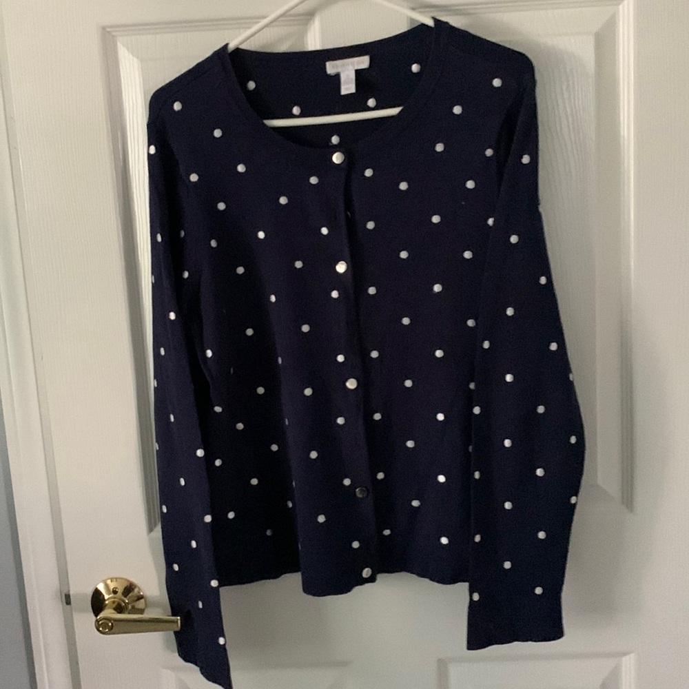 Charter Club navy/white cardigan